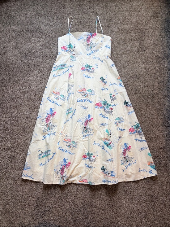 GAP Dresses & Skirts - GAP Cream Midi Dress with Blue, Pink and Green Print